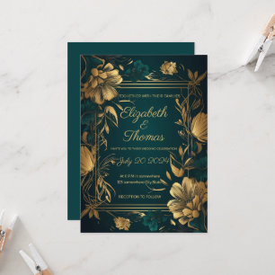 Invitation à thème Gold et Green Luxury.