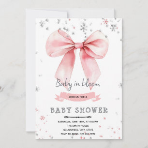 Invitation à thème hiver Pink bow