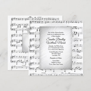 Invitation à thème Mariage de la musique en feuill