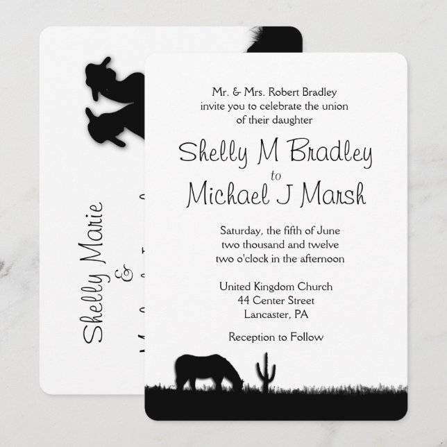 Invitation à thème Mariage occidental (Devant / Derrière)