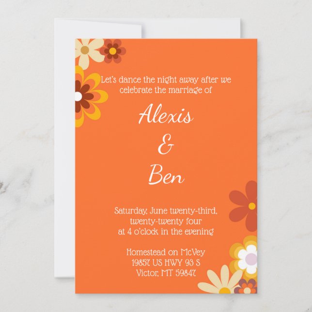 Invitation à thème rétro les années 70 puissance d (Devant)