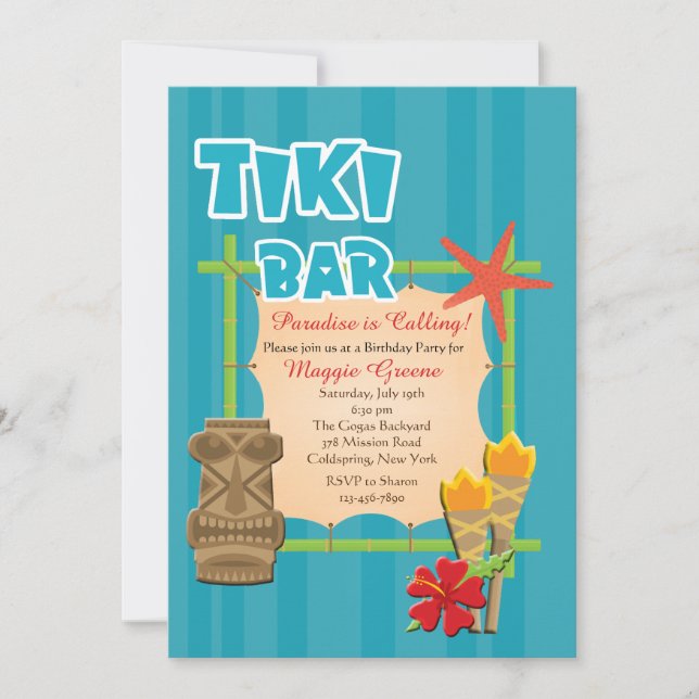 Invitation à Tiki Bar Tropical (Devant)
