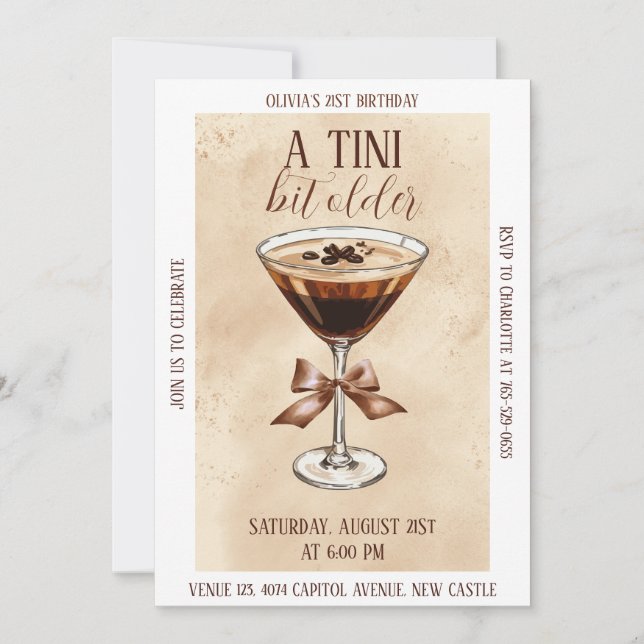 Invitation A Tini Bit Older Espresso Martini Birthday Party (Devant)