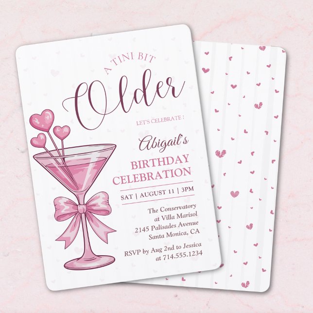 Invitation A Tini Bit Older Pink Martini Cocktail Birthday  (Créateur téléchargé)