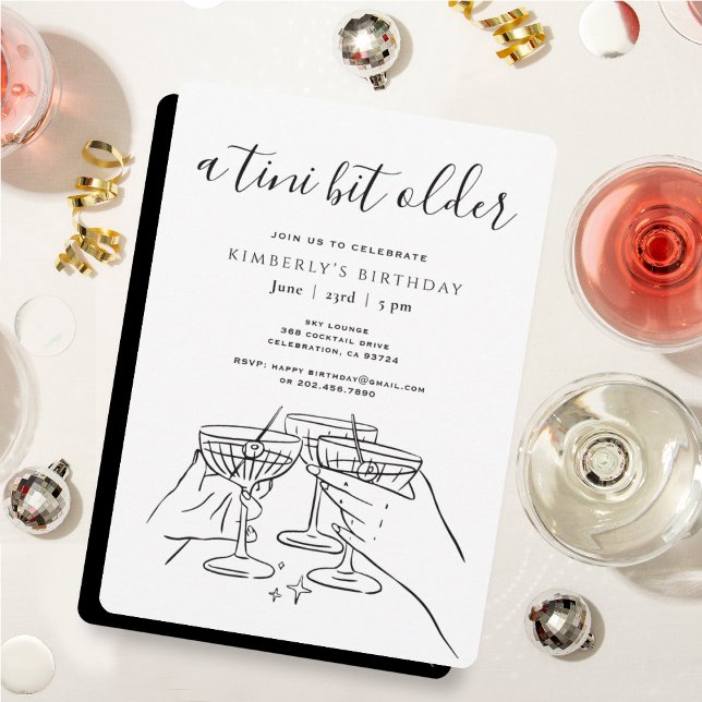 Invitation A Tini Bit Older White Chic Martini Birthday Party (Créateur téléchargé)