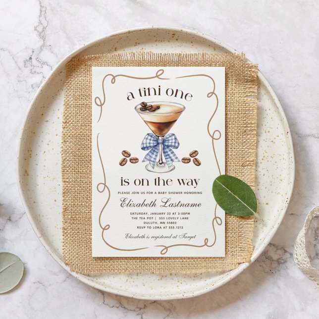 Invitation A Tini One Espresso Martini Blue Bow Baby Shower (A Tini One Espresso Martini Blue Bow Baby Shower Invitation)