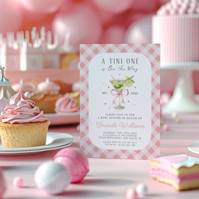 Invitation A Tini One est en chemin Martini Girl Baby shower (Créateur téléchargé)