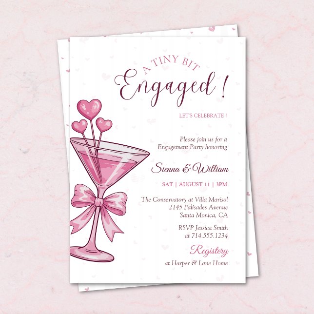 Invitation A Tiny Bit Engaged Pink Martini Engagement Party (Créateur téléchargé)