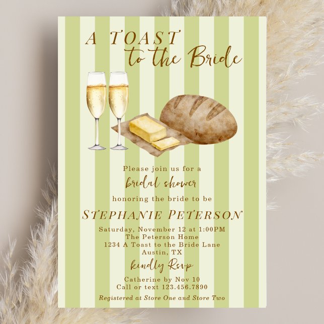 Invitation A Toast To The Bride Sage Butter Bridal Shower (Créateur téléchargé)