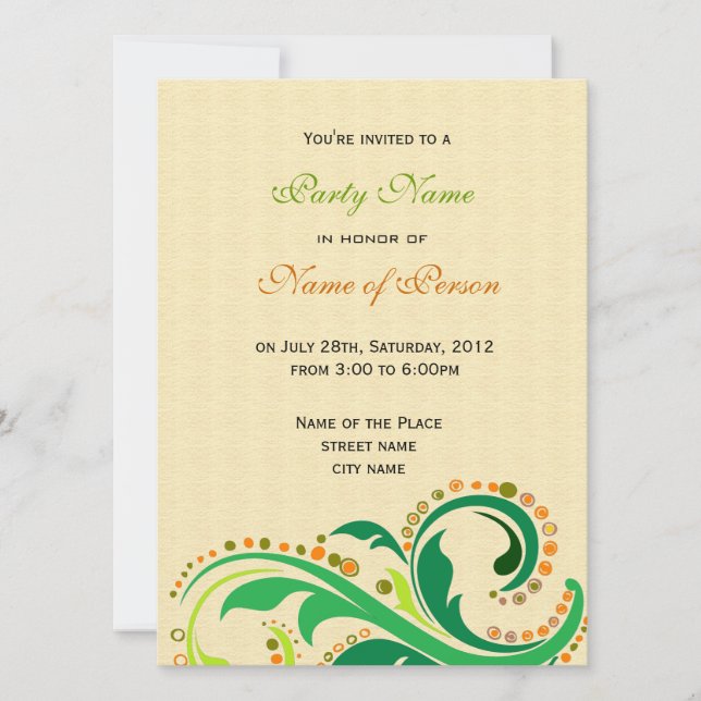 Invitation à toutes les fêtes, florale en spirale (Devant)