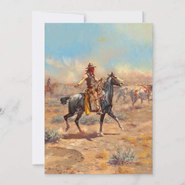 Invitation A travers l'Alkali par Charles Marion Russell (Devant)