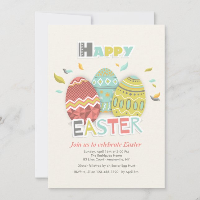 Invitation à trois oeufs de Pâques (Devant)