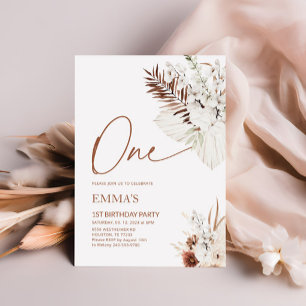 Invitation à un 1er anniversaire Boho Pampas