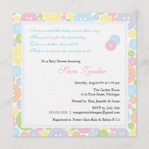 Invitation à un Baby shower à deux boutons
