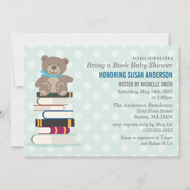 Invitation à un Baby shower de livre (Devant)
