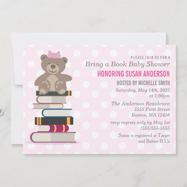 Invitation à un Baby shower de livre (Devant)