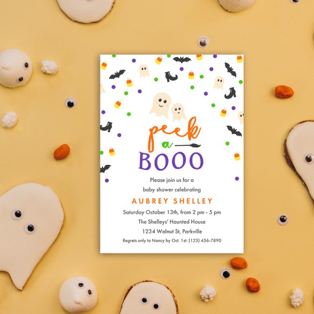 Invitation à un Baby shower d'Halloween Boo (Peek a booo Halloween theme baby shower invitation)
