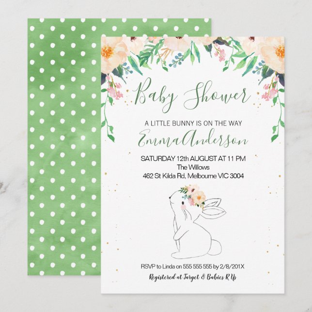 Invitation à un Baby shower neutre pour les sexes  (Devant / Derrière)