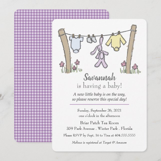 Invitation à un Baby shower neutre selon le sexe (Devant / Derrière)