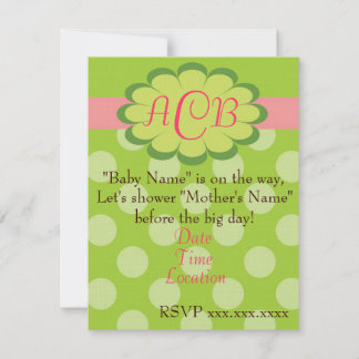 Invitation à un Baby shower rose et vert