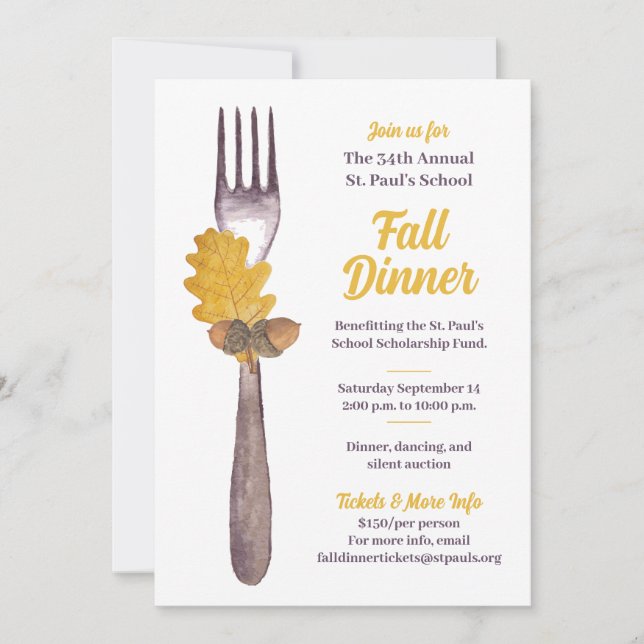 Invitation à un dîner d'automne ou à un événement  (Devant)