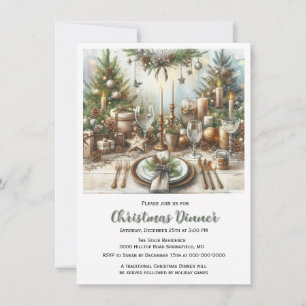 Invitation à un dîner de Noël rustique élégant