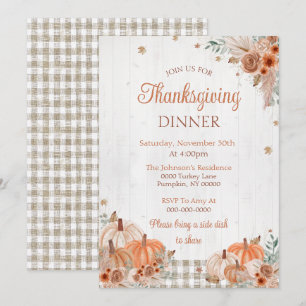 Invitation à un dîner de Thanksgiving rustique