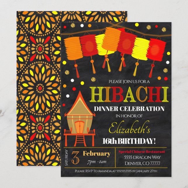 Invitation à un dîner Hibachi (Devant / Derrière)