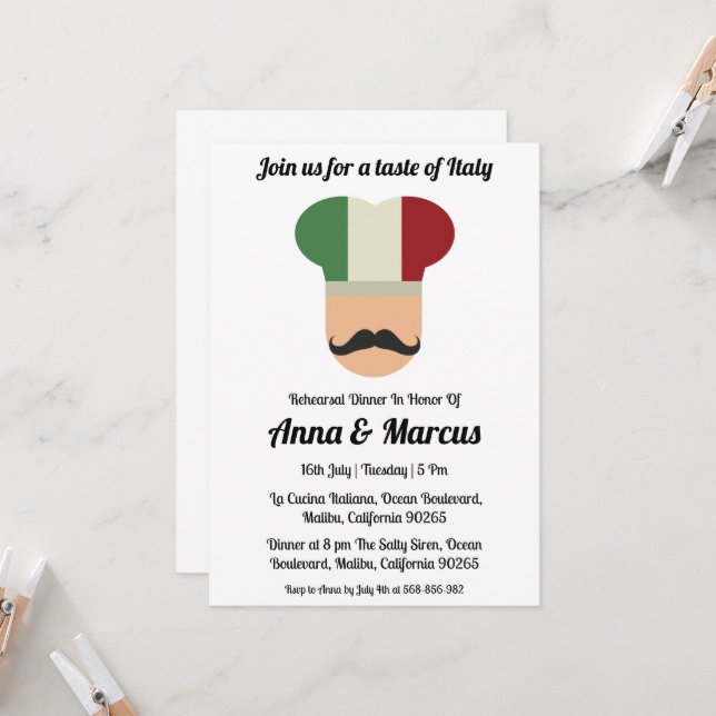Invitation à un dîner italien moderne (Devant/Arrière en situation)