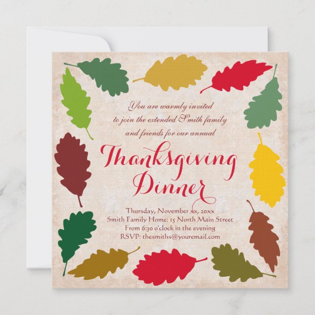 Invitation à un dîner traditionnel de thanksgiving (Devant)