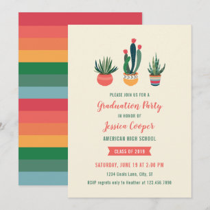 Invitation à un diplôme de Cacti Succulent
