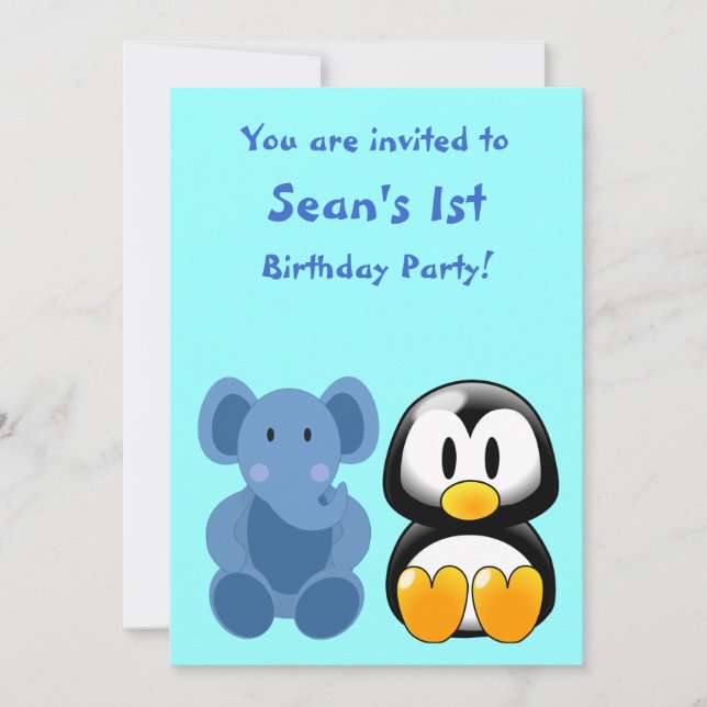 Invitation à un éléphant et à un Baby shower de pi (Devant)