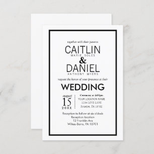 Invitation à un mariage à la frontière simple noir