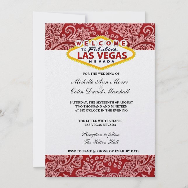 Invitation à un mariage à Las Vegas à la florale r (Devant)