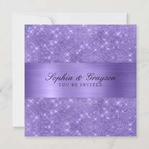 Invitation à un mariage avec des étincelles violet