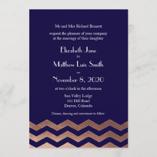 Invitation à un mariage bilingue chic Rose Gold Ch