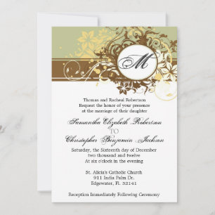 Invitation à un mariage Brown de monogrammes éléga