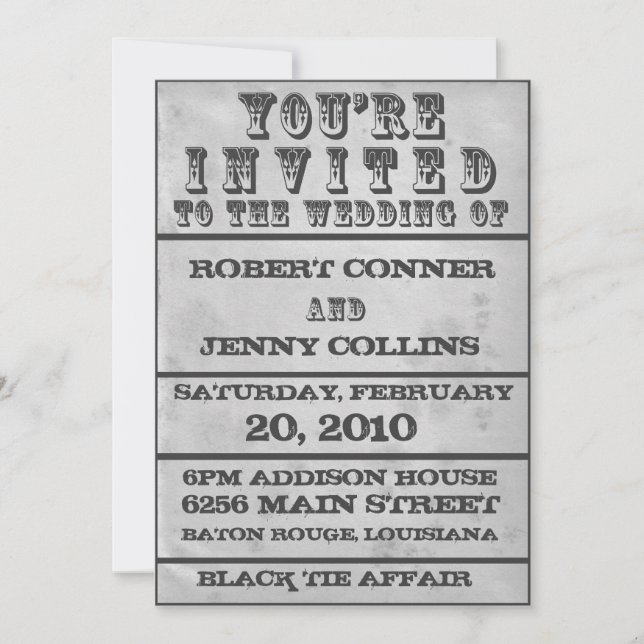 Invitation à un mariage d'affiches de rock (Meille (Devant)