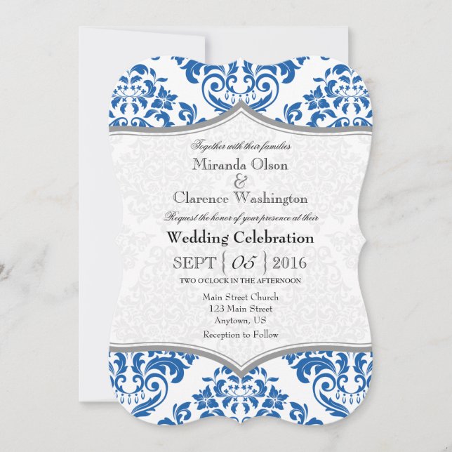 Invitation à un mariage de bracket gris bleu (Devant)