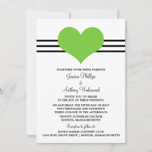 Invitation à un mariage de coeur, vert