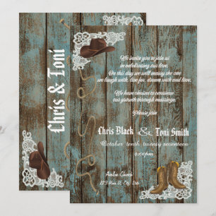 Invitation à un mariage de dentelle et de bottes r