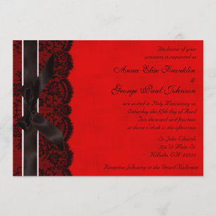 Invitation à un mariage de la dentelle rouge et no