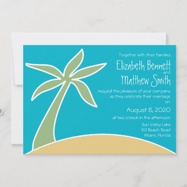 Invitation à un mariage de plage bilingue (Devant)