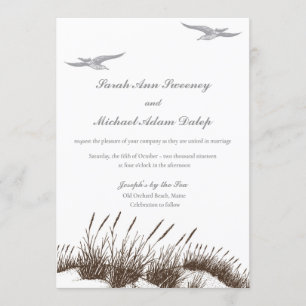 Invitation à un mariage de plage dessiné à la main