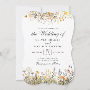Invitation à un mariage de prés Fleur sauvage Peac