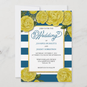 Invitation à un mariage de rose jaune