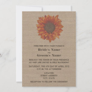 Invitation à un mariage de tournesol orange inspir
