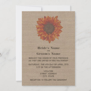 Invitation à un mariage de tournesol orange inspir