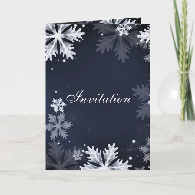Invitation à un mariage d'hiver aux flocons de nei (Devant)