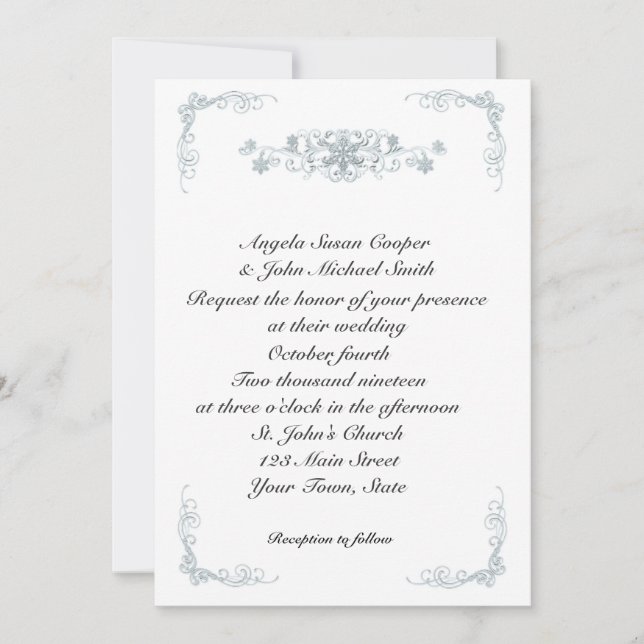 Invitation à un mariage d'hiver pour les flocons d (Devant)